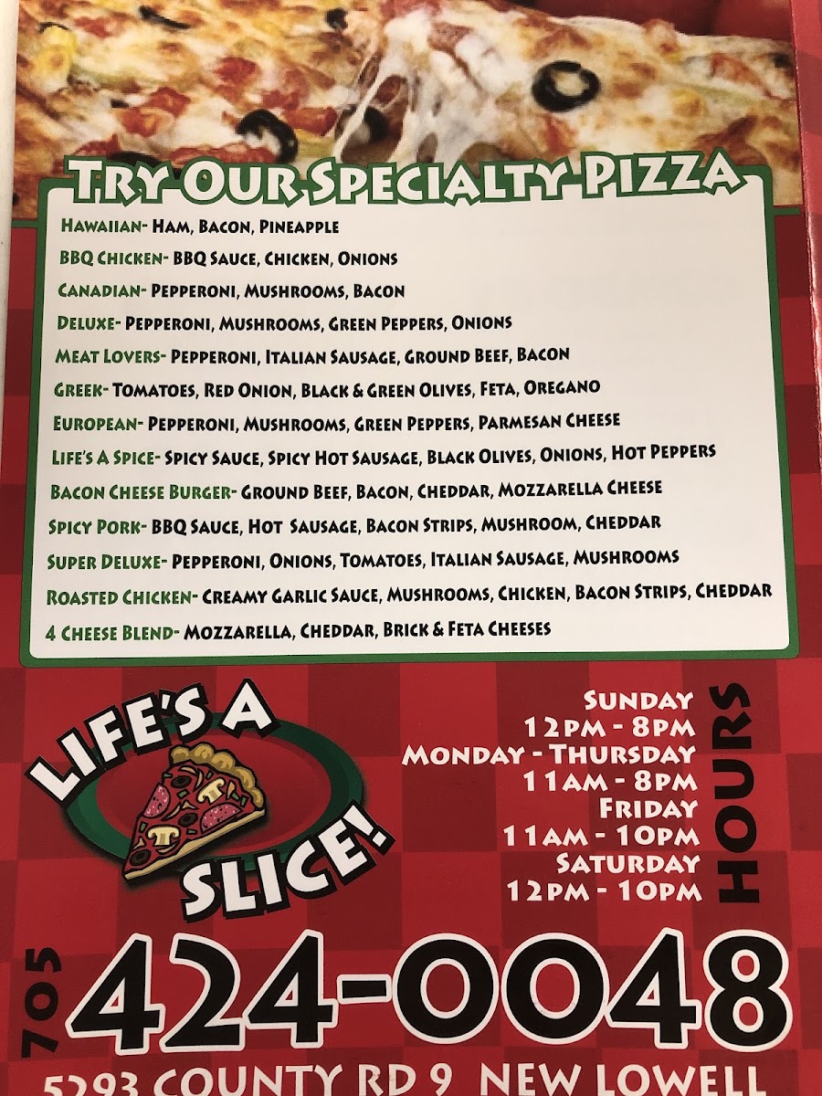 Menu - Life's A Slice photo 1